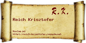 Reich Krisztofer névjegykártya